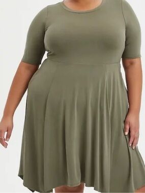 TORRID Olive Green Trapeze Jersey Knit Dress NWT